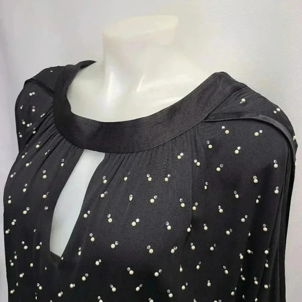 Marc Jacobs Black Satin Crystal Pearl Rhinestone Embellished Back Bow Dress 10 - Picture 8 of 16